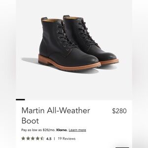 Nisolo Men’s All-Weather Leather Black Boot Size 8.5 New in Box